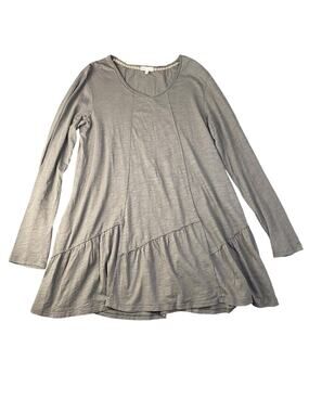 Mod-O-Doc Women’s Large Brown V-neck Long Sleeve Cotton Tunic Lagenlook